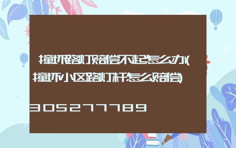 撞坏路灯赔偿不起怎么办(撞坏小区路灯杆怎么赔偿)