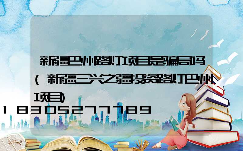 新疆巴州路灯项目是骗局吗(新疆三兴之疆投资路灯巴州项目)