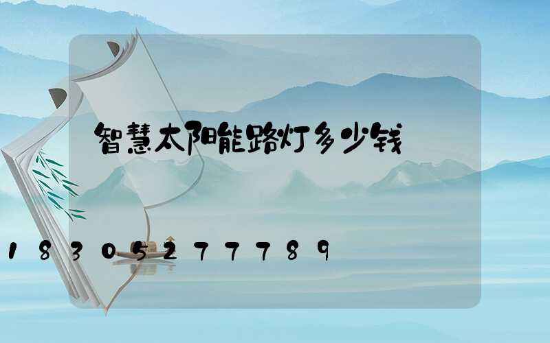智慧太阳能路灯多少钱