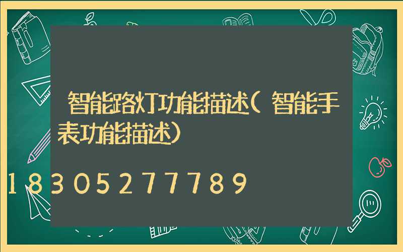 智能路灯功能描述(智能手表功能描述)