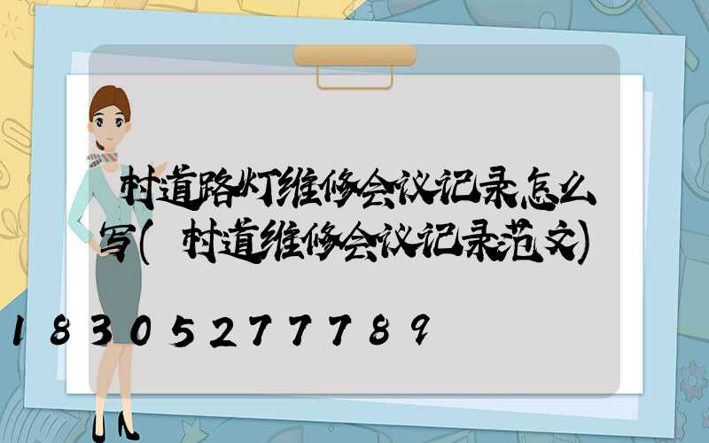 村道路灯维修会议记录怎么写(村道维修会议记录范文)