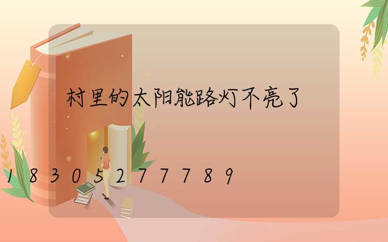 村里的太阳能路灯不亮了