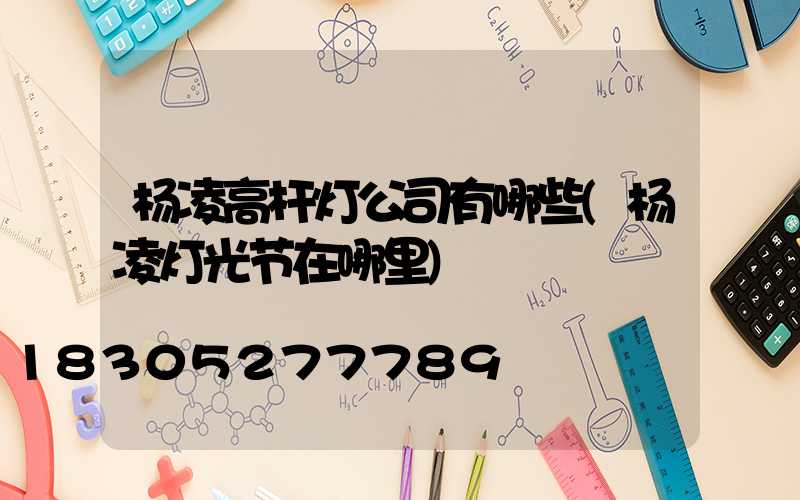 杨凌高杆灯公司有哪些(杨凌灯光节在哪里)