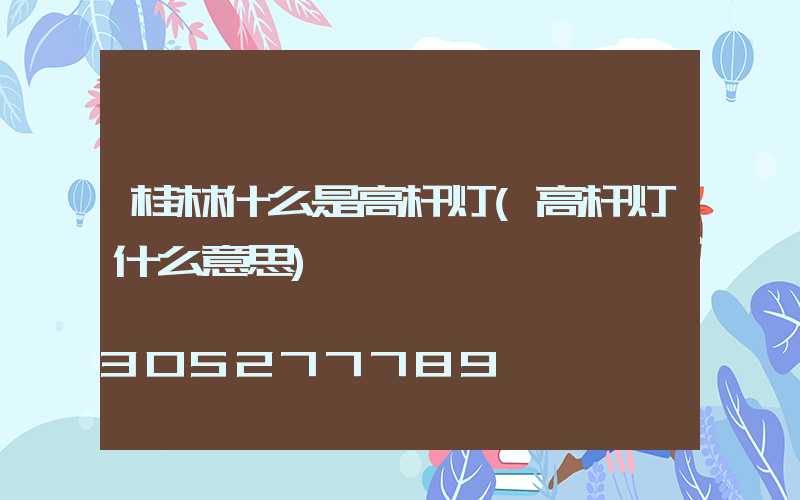 桂林什么是高杆灯(高杆灯什么意思)
