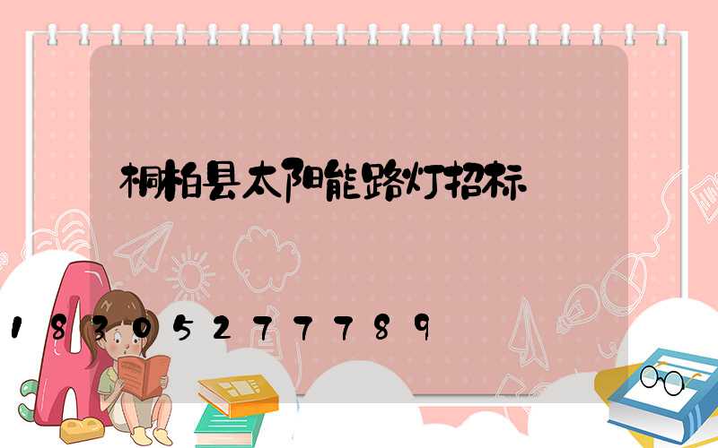 桐柏县太阳能路灯招标