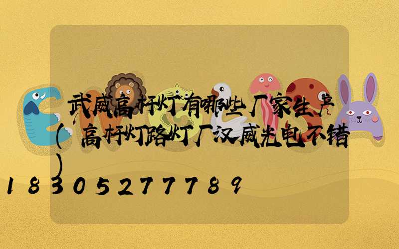武威高杆灯有哪些厂家生产(高杆灯路灯厂汉威光电不错)
