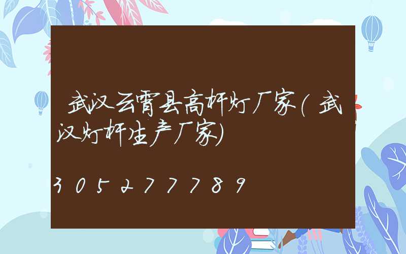 武汉云霄县高杆灯厂家(武汉灯杆生产厂家)