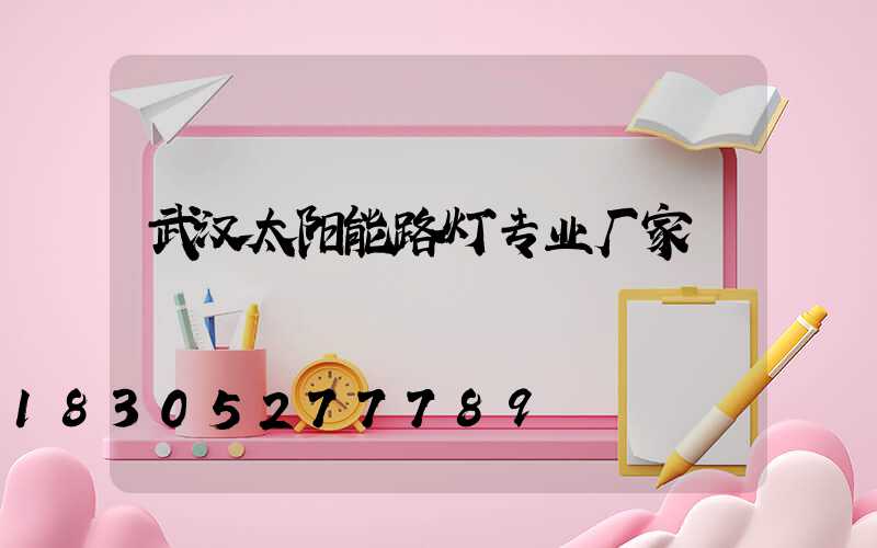 武汉太阳能路灯专业厂家