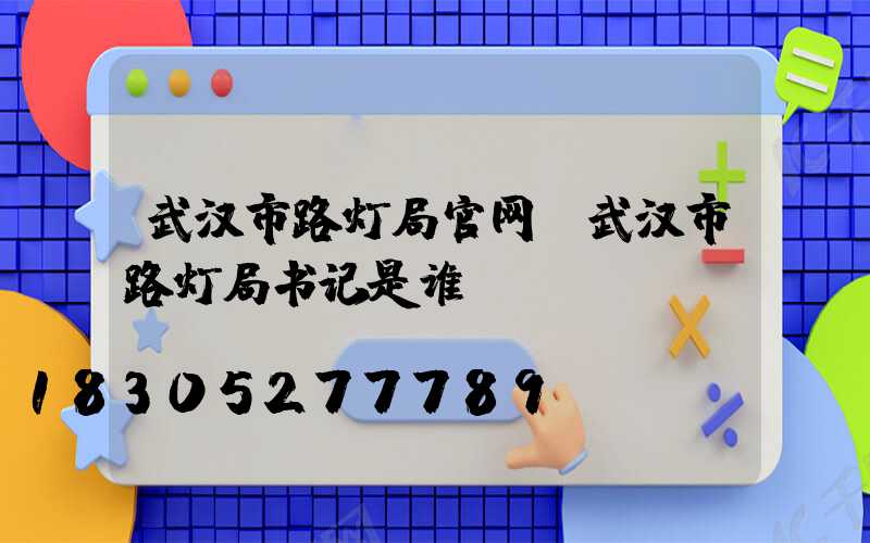 武汉市路灯局官网(武汉市路灯局书记是谁)