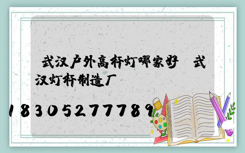 武汉户外高杆灯哪家好(武汉灯杆制造厂)