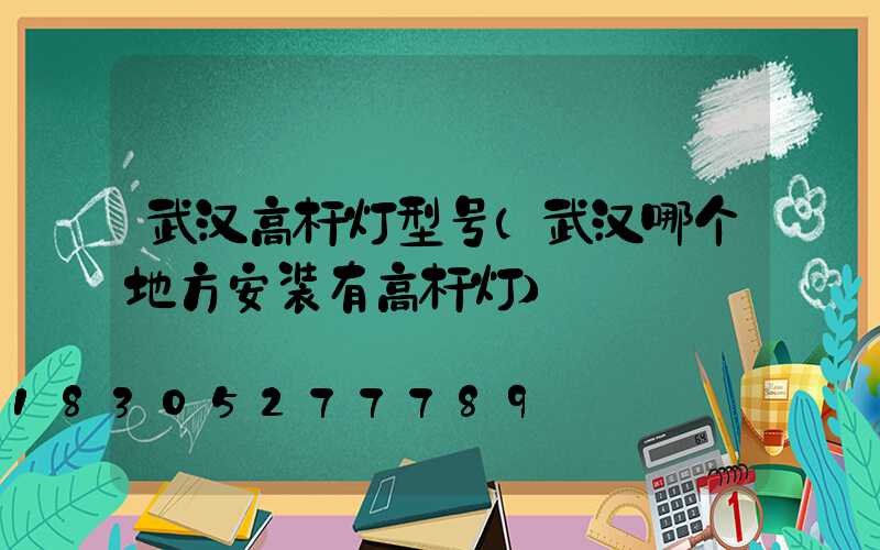 武汉高杆灯型号(武汉哪个地方安装有高杆灯)