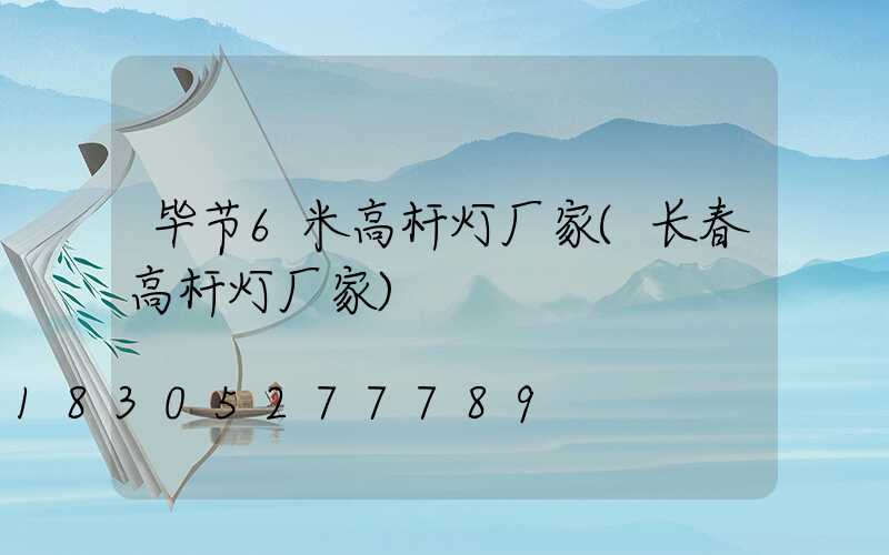 毕节6米高杆灯厂家(长春高杆灯厂家)