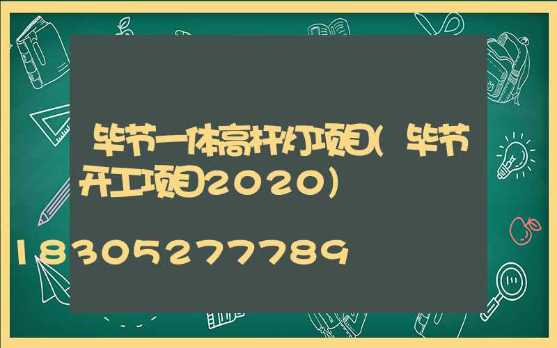 毕节一体高杆灯项目(毕节开工项目2020)