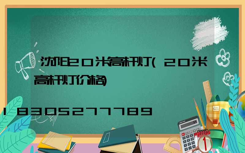 沈阳20米高杆灯(20米高杆灯价格)