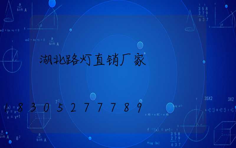 湖北路灯直销厂家