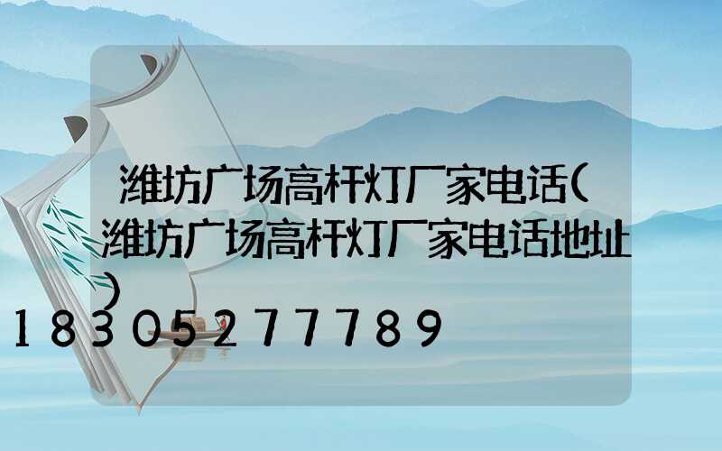 潍坊广场高杆灯厂家电话(潍坊广场高杆灯厂家电话地址)