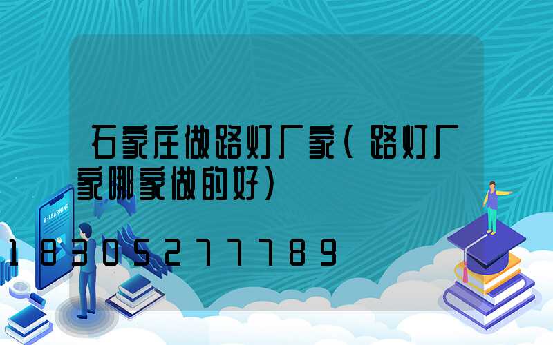 石家庄做路灯厂家(路灯厂家哪家做的好)