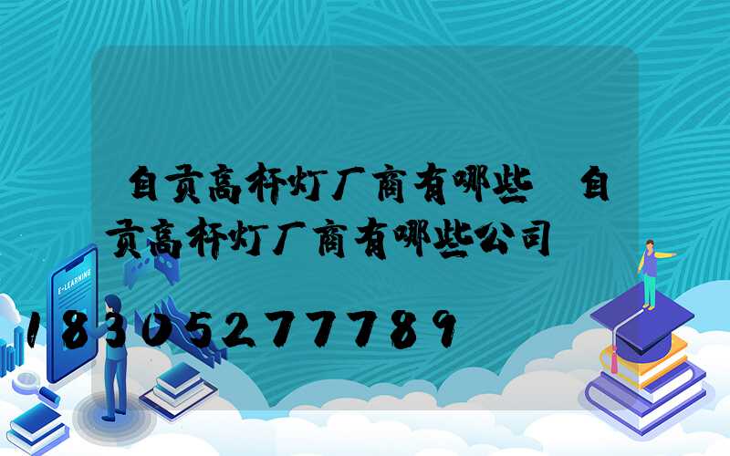 自贡高杆灯厂商有哪些(自贡高杆灯厂商有哪些公司)