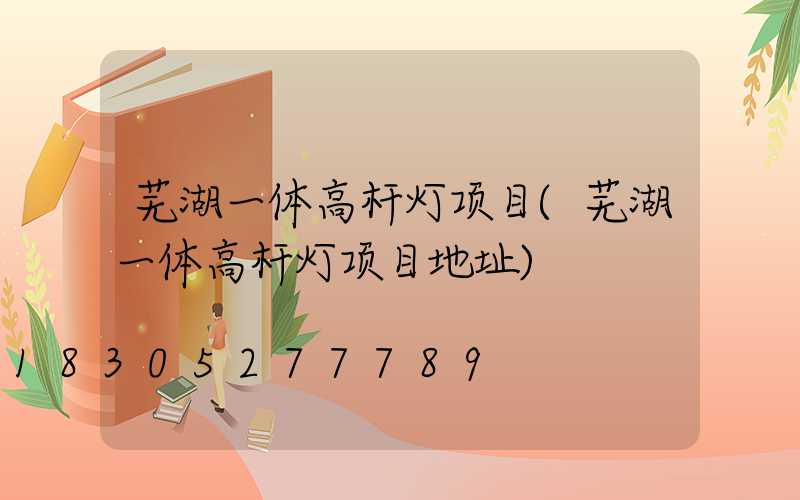 芜湖一体高杆灯项目(芜湖一体高杆灯项目地址)