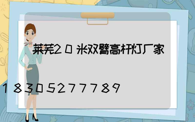 莱芜20米双臂高杆灯厂家
