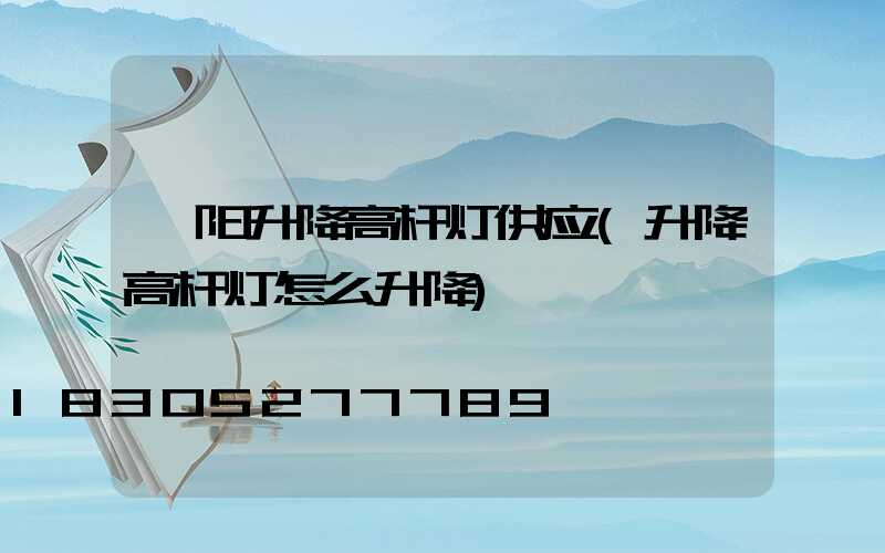 襄阳升降高杆灯供应(升降高杆灯怎么升降)