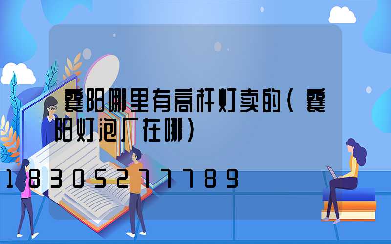 襄阳哪里有高杆灯卖的(襄阳灯泡厂在哪)