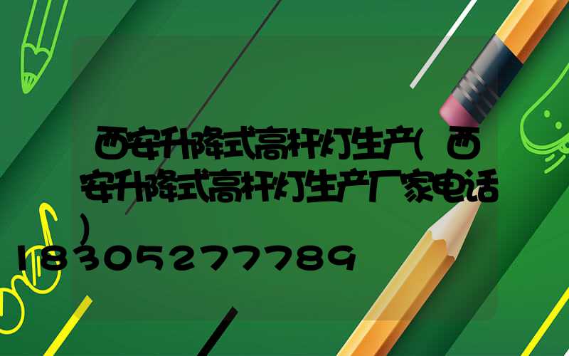 西安升降式高杆灯生产(西安升降式高杆灯生产厂家电话)