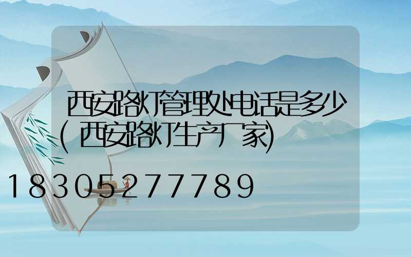 西安路灯管理处电话是多少(西安路灯生产厂家)