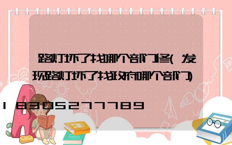 路灯坏了找哪个部门修(发现路灯坏了找政府哪个部门)
