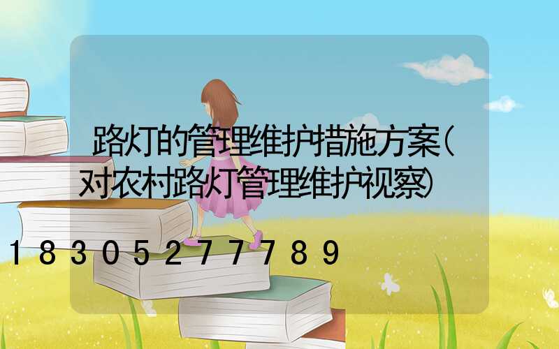 路灯的管理维护措施方案(对农村路灯管理维护视察)
