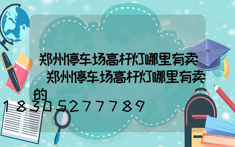 郑州停车场高杆灯哪里有卖(郑州停车场高杆灯哪里有卖的)