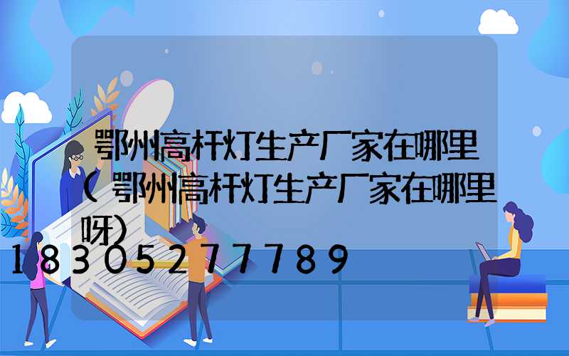 鄂州高杆灯生产厂家在哪里(鄂州高杆灯生产厂家在哪里呀)