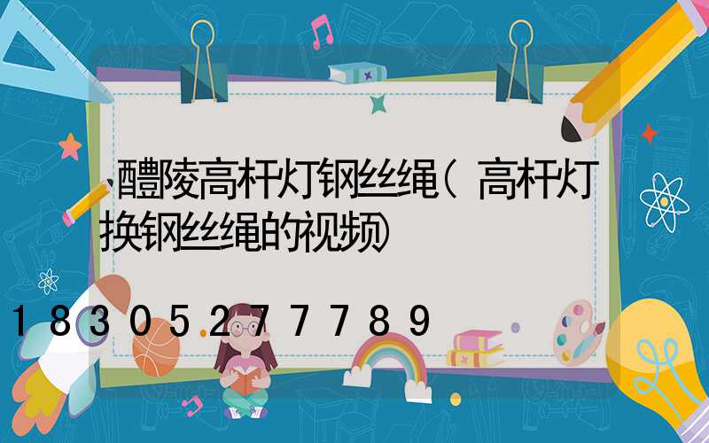 醴陵高杆灯钢丝绳(高杆灯换钢丝绳的视频)