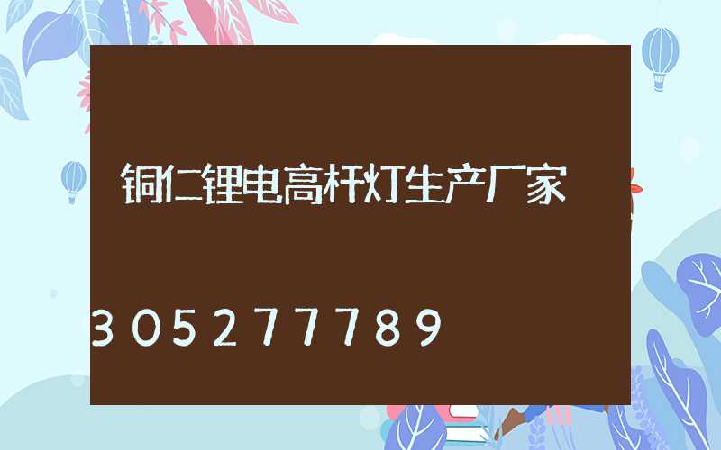 铜仁锂电高杆灯生产厂家