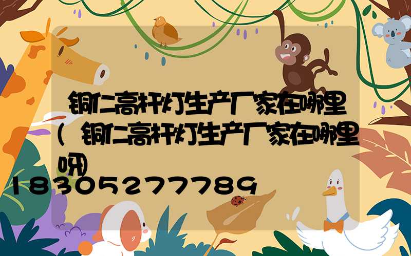 铜仁高杆灯生产厂家在哪里(铜仁高杆灯生产厂家在哪里呀)