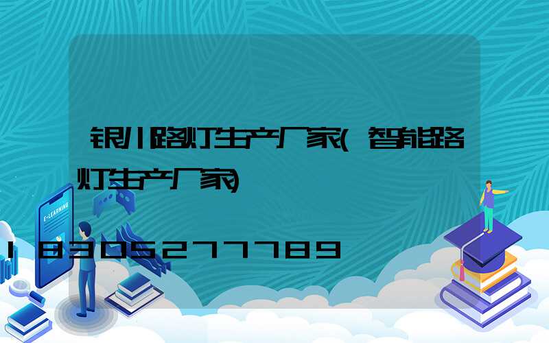 银川路灯生产厂家(智能路灯生产厂家)
