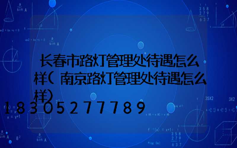 长春市路灯管理处待遇怎么样(南京路灯管理处待遇怎么样)