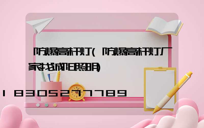 防爆高杆灯(防爆高杆灯厂家找诚阳照明)