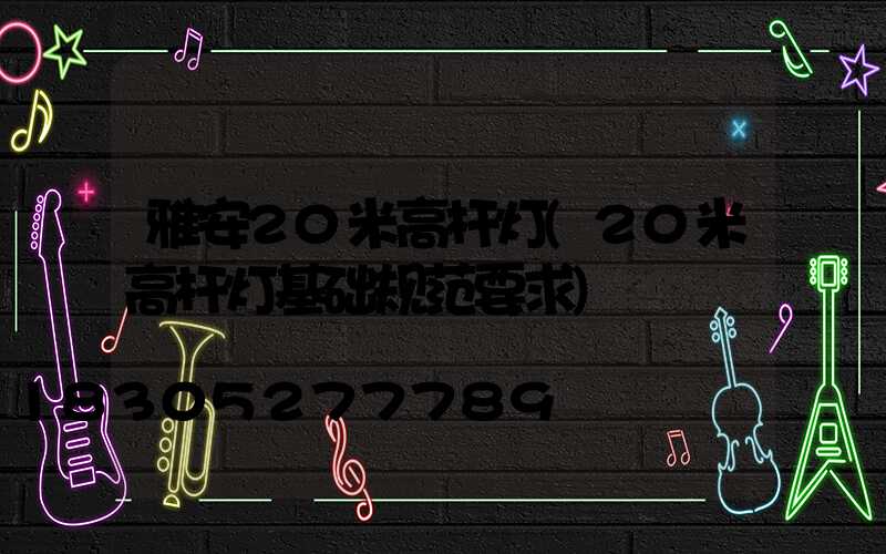 雅安20米高杆灯(20米高杆灯基础规范要求)