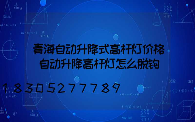 青海自动升降式高杆灯价格(自动升降高杆灯怎么脱钩)