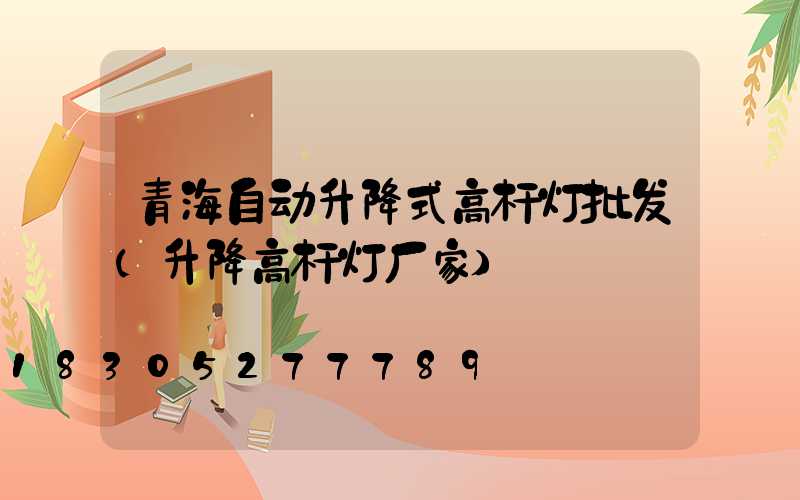 青海自动升降式高杆灯批发(升降高杆灯厂家)