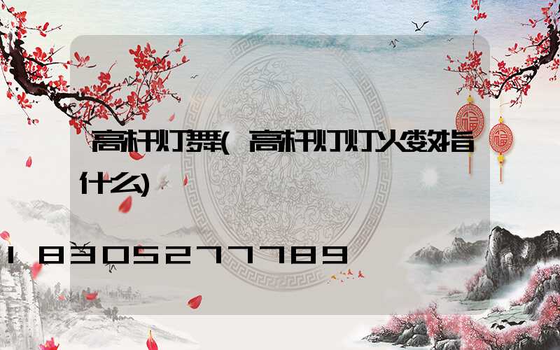 高杆灯舞(高杆灯灯火数指什么)