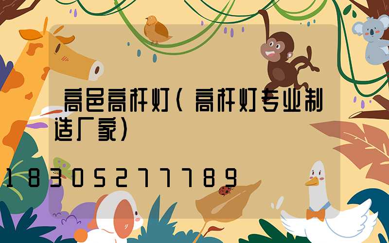 高邑高杆灯(高杆灯专业制造厂家)