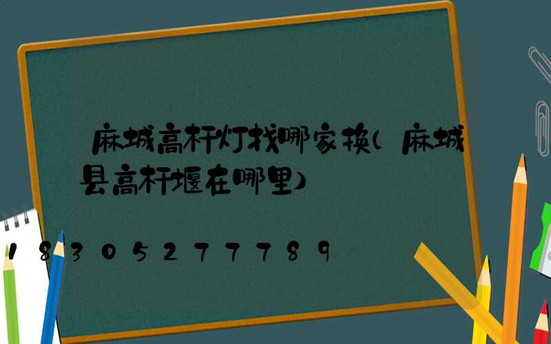 麻城高杆灯找哪家换(麻城县高杆堰在哪里)